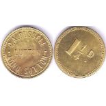 Great Britain Token-Brass 1.1/4d token, Cutton, Long Sutton, D.A.Russell,EF
