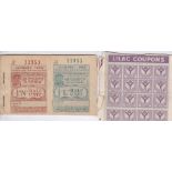 Lilac Clothing Coupons post WWII sheet of 20