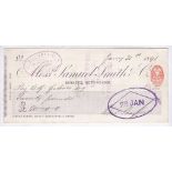 Samuel Smith & Co, Cheque 1891, Nottingham