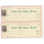 First National Bank cheque Cooperstown U.S.A 1875