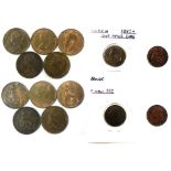 Great Britain Farthings including: 1869, 1884, 1890, 1918, 1956 - good range mostly AEF. (5)Great