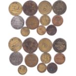 Great Britain Tokens etc-many brass or copper incl Farthing John Chorron,81 Picadilly,Manchester,