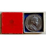 Medallions - 1937 Coronation Bronze Medal in Royal Red Box, 45mm; obv: His Majesty King Edward VIII;