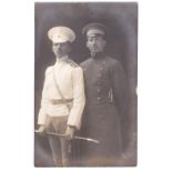 Imperial Russian Cavalry WWI-fine photographic standing portrait postcard of two proud soldiers,