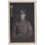 Cheshire Regiment WWI Fine Sergeants Portrait RP card, dated 4 Aug, 1916, to Mr W.M. Wheelton from