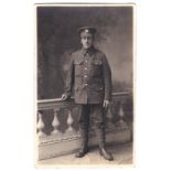 Suffolk Regiment WWI-fine full length RP portrait postcard, photo Neville, Felixstowe