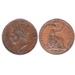 Great Britain 1826 Halfpenny, George IV, GVF some scratches on the reverse field