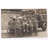 Army Service Corps WWI Quality photo postcard W.D. Truck with driver and six privates in