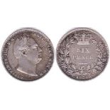 Great Britain Sixpence 1834 William IV, S 3836, VF, small edge nick.