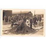 Royal Engineers + NCC Corps WWI-RP postcard - a group building in hutted camp
