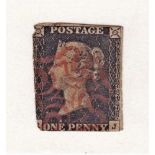 Great Britain 1840-Penny black, used red hatten cross - the world's first postage stamp at an