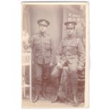 Cambridgeshire Regiment WWI-RP postcard-two soldiers, possibly brothers fine portrait post card,
