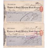 1887 London & South Western Bank Limited Smaller size, Cream and Blue, m/s to 'Bearer' (2).