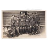 Royal Fusiliers WWI-RP group of (20) out side a hut, cheerful are rashs bunch.