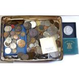 Mixed charity lot in a tin-1951 crowns, foreign etc(100's)