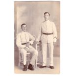 Royal Marines WWI- RP postcard, two marines in whites, photo studio , Malta m/s 24/8/17