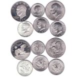 U.S.A. Kennedy Half Dollars, 1966,1977,+1978; Eisenhower Dollar 1977,1978; Susan Anthony Dollar, all