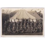 Middlesex Regiment WWI Officers group photograph card, used 1915, Caterham Valley. Camp photo, Moore