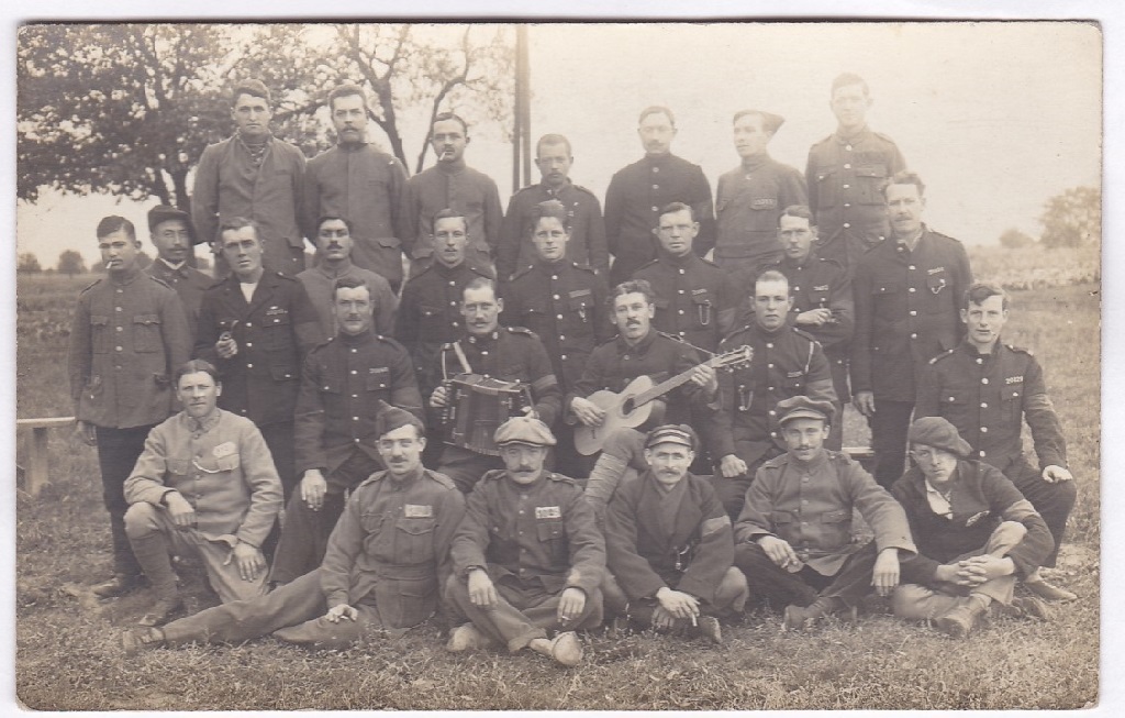 WWI French Prisoners of War - Mannheim Camp Prisoner group RP - some with musical instruments - a