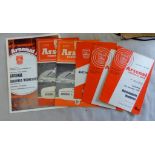 Arsenal Football Club Programmes 1957 v Newcastle United 1960 v Aston Villa; 1965 v Wolverhampton,