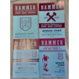 West Ham United Football Programmes 1969 v Notts Forest; 1973 v Ipswich Town x 2; 1974 v Ipswich