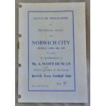 Norwich City Testimonial Match 1958 on the retirement of Mr A Scott Duncan as manager of Ipswich