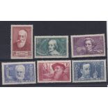 France 1938 unemployed intellectual fund S.G. 602-607 mounted mint set. Cat value £50+