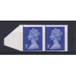 Great Britain Errors and Varieties 1976 3p Misperforated Pair marginal u/m Mint - Spectacular Error,