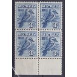 Australia 1928 - 3d Kookaburra (Exhibition) sg106-U/M mint, block of four