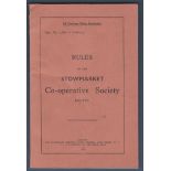Rules Of The Stowmarket Co-operative Society guidelines booklet 1935 with a dividend letter of