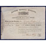 Banknotes/Shares = Norfolk Estuary Company -1847 £50 Share Certificate, Grade GVF.