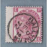 Great Britain 1867/80 3d rose PL 8 PE SG 103. Ballymena 12/9/72 cds. VFU superb