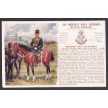 7th (Queen's Own) Hussars - Gale & Polden colour postcard with Battle Honours, History and