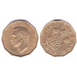 Great Britain 1937-Three Pence Brass - uncirculated