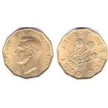 Great Britain 1940-Three Pence Brass, uncirculated