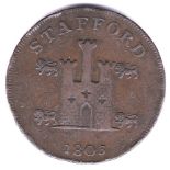 Token 1803-Stafford Penny Token, D97, edge Horton and Company, VF, scarce