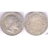 Great Britain 1903-Edward VII Half Crown, Extremely Fine, Good Strike,re-toning nicely possible