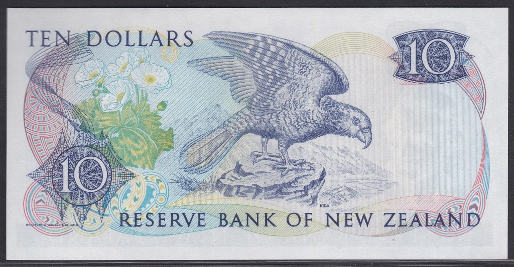 New Zealand-Reserve Bank 1981-85, Ten Dollars,NAA 000179 Blue, Hardie Chief Cashier signature,P172a, - Image 3 of 3