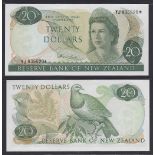 New Zealand-Reserve Bank 1977-81, Twenty Dollars, YJ835520 Green, Hardie Chief Cashier signature,