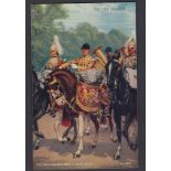 The Life Guards Artist Colour Postcard "The Drummer and Band in state Dress" Valentines