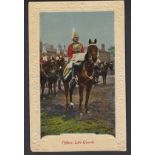 Life Guards WWI era colour Postcard, 'Officer' on horseback.