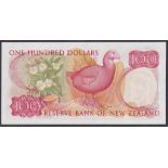 New Zealand-Reserve Bank 1981-85, One Hundred Dollars, YAA 036098 red, Hardie Chief Cashier