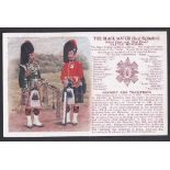 The Black Watch - Pipers fine colour postcard by Gale & Polden, Battle Honours, History and