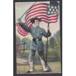 U.S.A. Patriotic Postcard - used 1918 - colourful