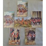 Harry Payne Artist Postcards:- Gordon Highlanders, 1st King's, Dragoon Guards at Waterloo,