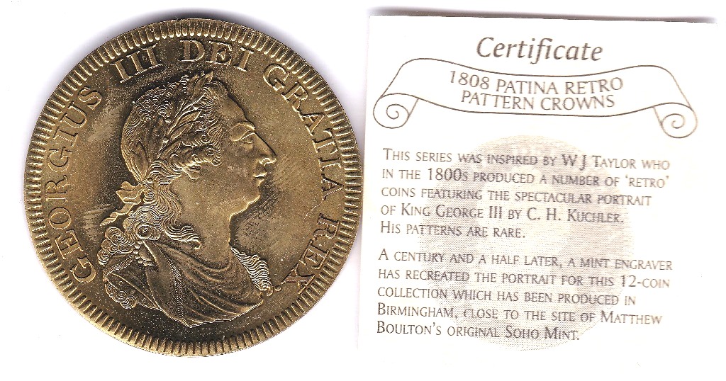 Great Britain 1808-Pattern Crown Retro with certificate,UNC - Image 2 of 3