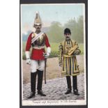 1st Life Guards Pre-WWI colour postcard 'Trooper and Bandsman.' U/D back