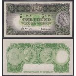 Australia-Commonwealth Bank 1953-60, One pound, HA18 312417, Coombs-Wilson signature, P30, R33,