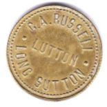 Token Lincolnshire-1.1/4d Brass Token C.A.Russell Aunc