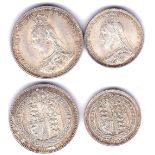 Great Britain 1887-Jubilee Six Pence and Shilling, GEF/Aunc(2)